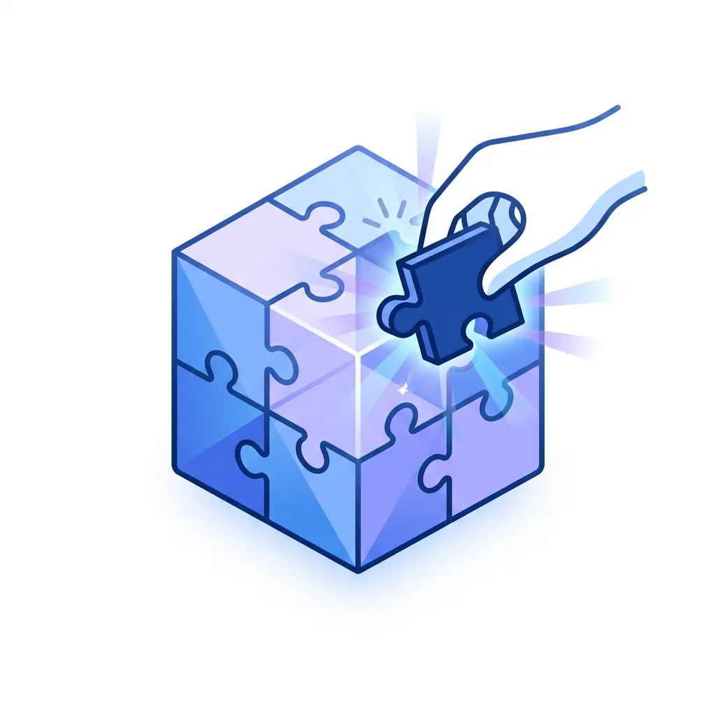Minimalist puzzle cube representing radical ownership