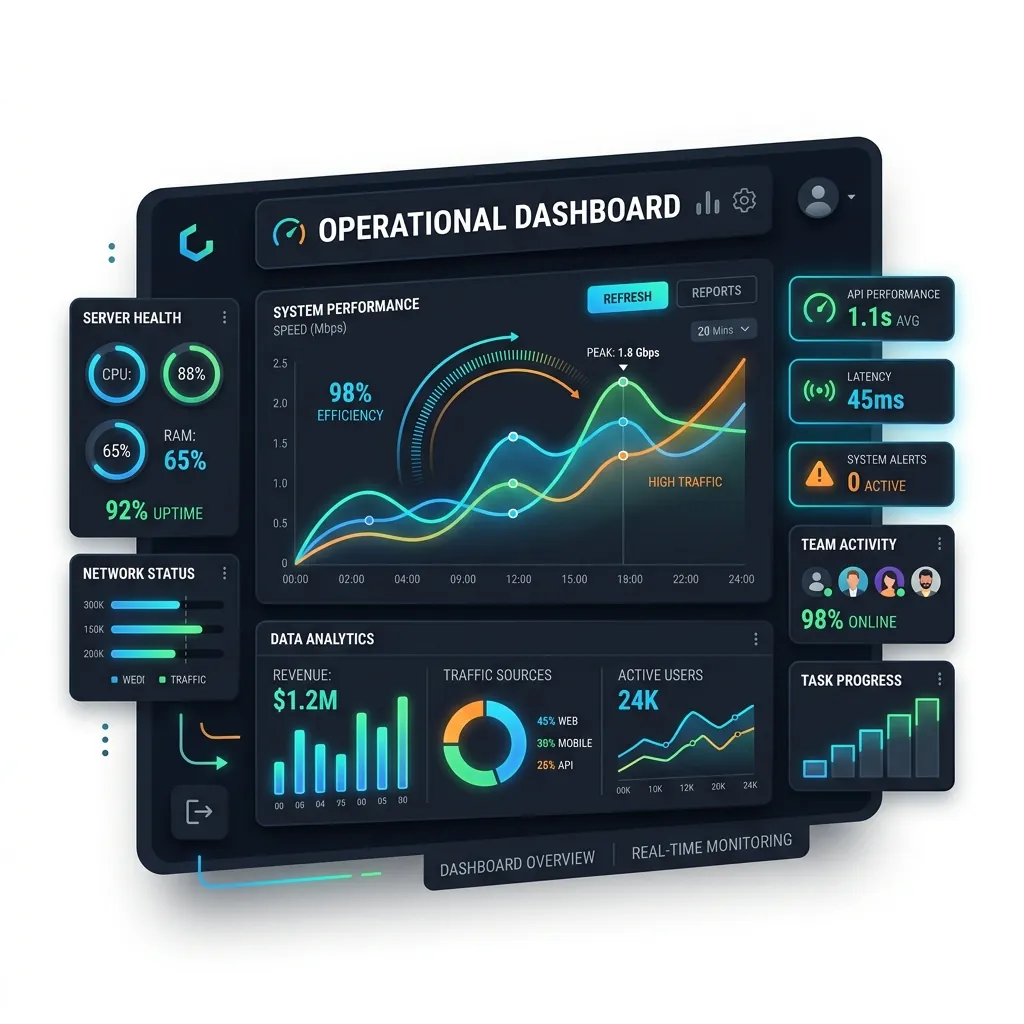 Operational speed and uptime SLA performance dashboard